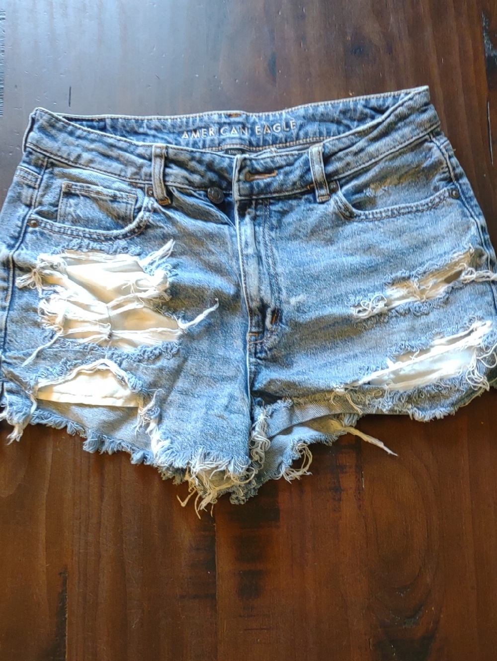 American Eagle Outfitters Light Blue Distressed Denim Cutoff Shorts